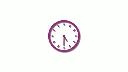 Amazing pink dark clock animation on white background,Counting down clock footage