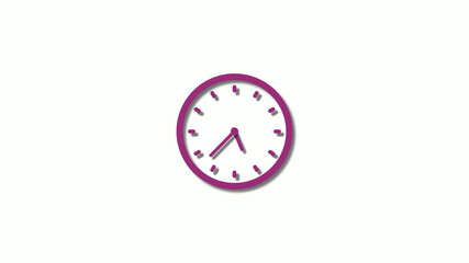 Amazing pink dark clock animation on white background,Counting down clock footage