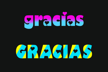 Gracias thank you Spanish text lettering.