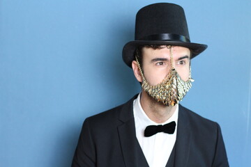 Upper class male wearing luxurious protective mask