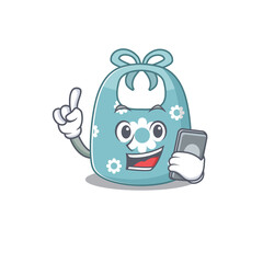 Baby apron caricature character speaking with friends on phone