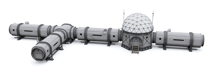 research base, habitat for astronauts on Mars or Moon isolated on white background  © dottedyeti