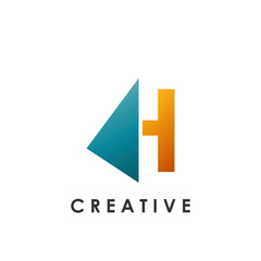 Techno Split Half Letter H Logo Vector Design Template with geometrical triangle shape.