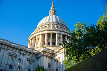 Photo of St Pauls cathedral in London from the bottom