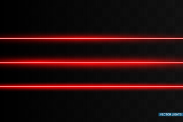 Abstract red laser beam. Transparent isolated on black background. Vector illustration.the lighting effect.floodlight directional - obrazy, fototapety, plakaty