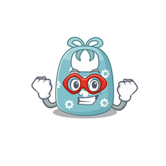 A cartoon drawing of baby apron in a Super hero character