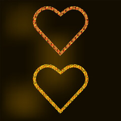 Gold Heart on dark Background.
