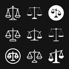 Scales icon. Scales of justice vector icon. Court of law symbol.