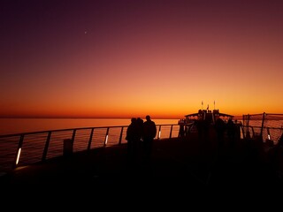 fishing at sunset