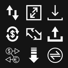 Transfer vector icon. Money symbol isolated on background.