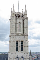Tower of the Saint Bavo Cathedral in Belgian city of Ghent