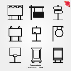 Signage icon. Signboard flat symbol. Illustration isolated on background.