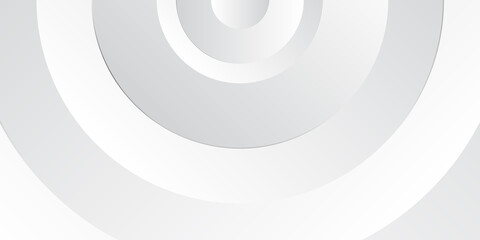 Grey white circle silver background geometry shine and layer element vector for presentation design. Suit for business, corporate, institution, party, festive, seminar, and talks