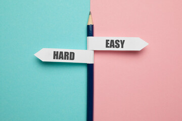 Pencil - direction indicator - choice of hard or easy. - obrazy, fototapety, plakaty