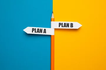 Fotobehang Pencil - direction indicator - choice of plan a or plan b. Business strategy, failure analysis and not give up. © Andrii Zastrozhnov