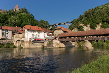 Fototapeta na wymiar The Gotteron bridge and the Bern bridge - Fribourg - Switzerland
