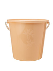 beige bucket with white handle