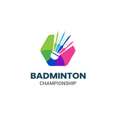 Modern Badminton Shuttlecock Logo Design Vector Template