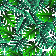 Seamless tropical pattern. Monstera Leaves-04