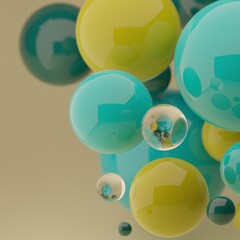 Bright abstract background with colorful spheres. 3d render template for your presentation, bussiness cards,holiday cards,banners,posters,etc.