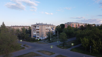 Fototapeta na wymiar crossroads of roads and houses syzran russia