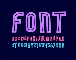 Naklejka na ściany i meble Playful color font, modern children alphabet, trendy letters and numbers, vector illustration 10EPS