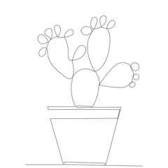 cactus in a pot continuous line drawing