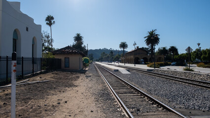 railway in the desert under the sun