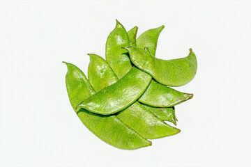 Heap of fresh Jack bean or Canavalia gladiata on white background.