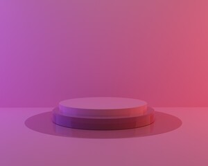 3d render illustration with empty pink podium, pedestal for your objects, abstract modern minimal background,stage, showcase stand,blank product display platform.