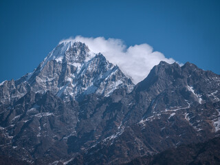 Horizontal view of Langtang Lirung ‎7,234 m​. mountain in Tamang Heritage Trek, Nepal.