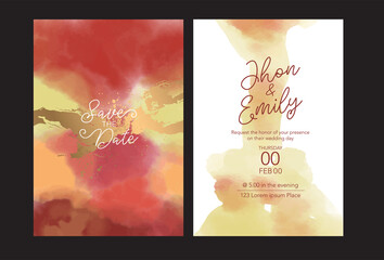 Vector watercolor backgrounds, elegant and feminine simple wedding invitation card templates