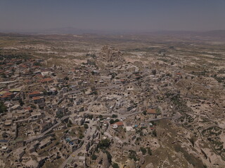 Aerial view of the balloons flying over Cappadocia, Turkey