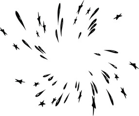 Drops, splashes, and stars in a circle.