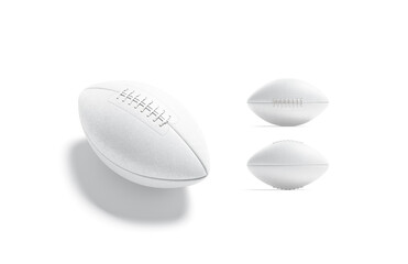 Blank white american soccer ball mockup, different views