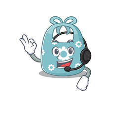 A stunning baby apron mascot character concept wearing headphone