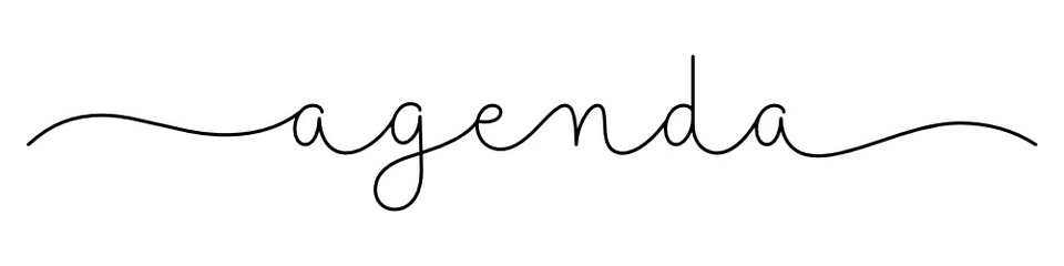 AGENDA black vector monoline calligraphy banner with swashes