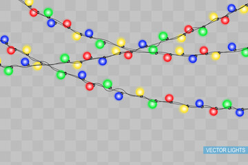 Christmas lights isolated on transparent background