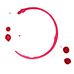 Real red wine stain isolated on white.