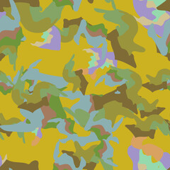 UFO camouflage of various shades of yellow, blue, green and violet colors