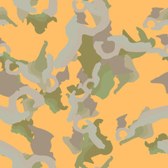 Desert camouflage of various shades of orange, grey and green colors