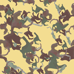 Desert camouflage of various shades of yellow, brown and green colors
