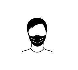 Man use mask icon vector. Wear Face Mask sign for people. Warning sign recommend use of protective face mask in prevention Coronavirus.Health concept.