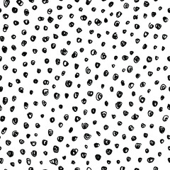 Hand drawn dots seamless pattern. Scribble messy polka dot vector print. Sketch doodle background. Cute modern funny texture for fabric, wallpaper or wrapping. Abstract pen line circle shapes.