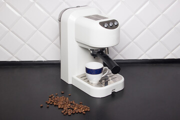 white espresso coffee machine on kitchen