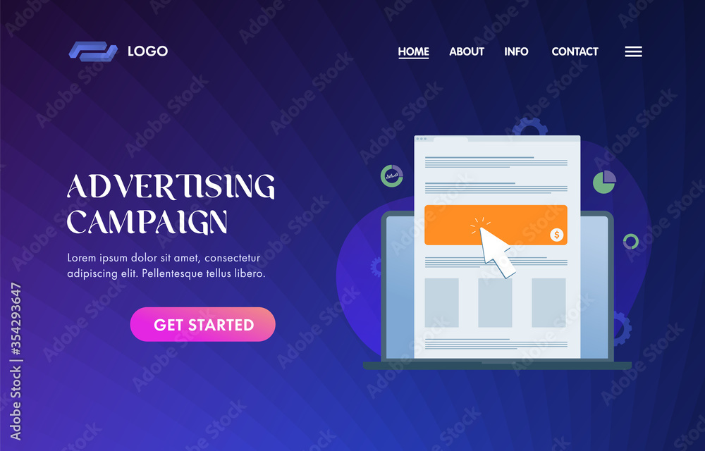 Poster advertising campaign ui ux vector web template for website header, banner, slider, marketing landing