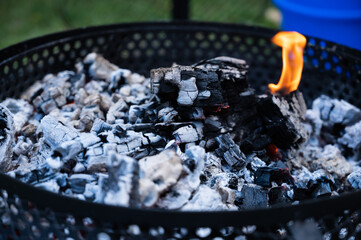 wood fire coal ready for grilling