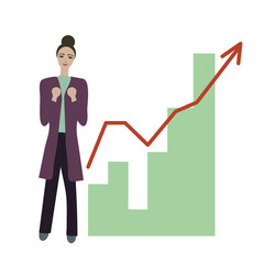 Happy woman and chart