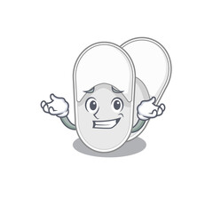 A cute picture of grinning hotel slippers caricature character