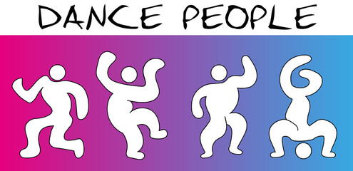 Dance People on Colorful Background, Abstact Human, Disco Dancer Style, Vector